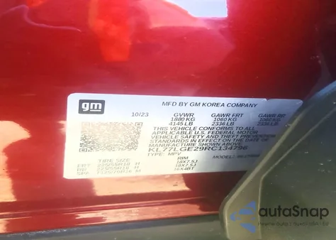 2024 Chevrolet Trax 1Rs from USA, damaged, VIN KL77LGE29RC134796